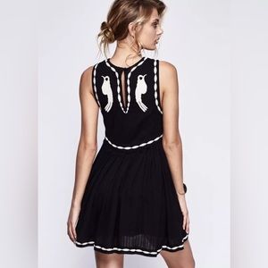 FREE PEOPLE | Birds of a Feather Black Embroidered Dress | 12